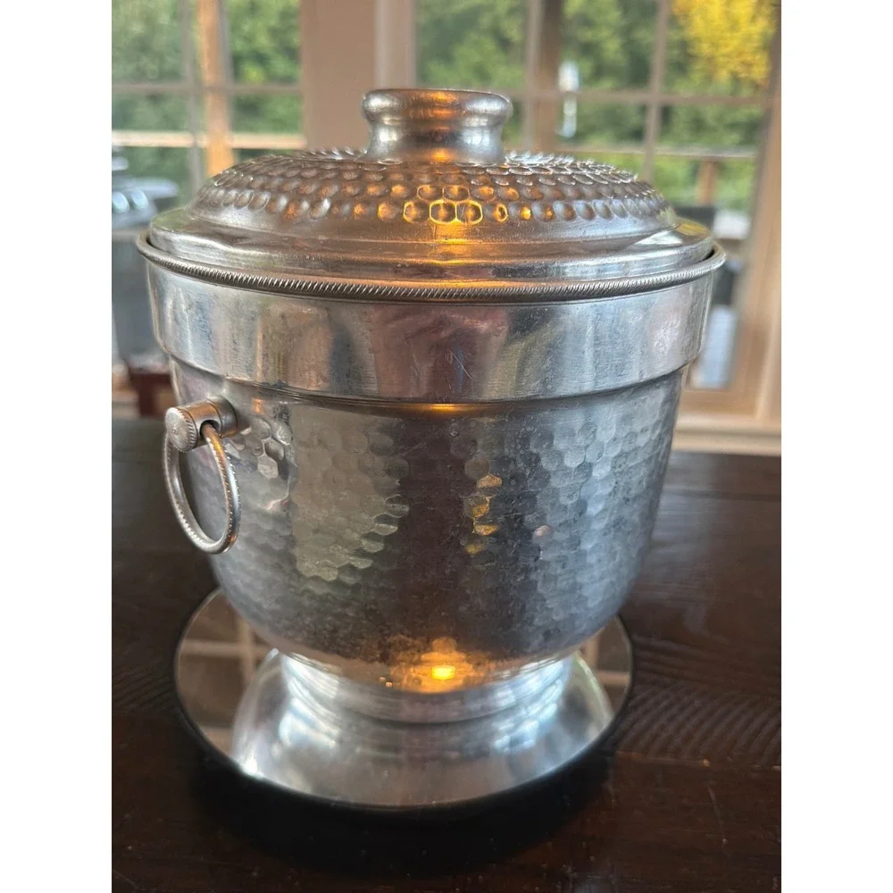 Vintage Made in Italy Hammered Aluminum Ice Bucket – Mid Century 9